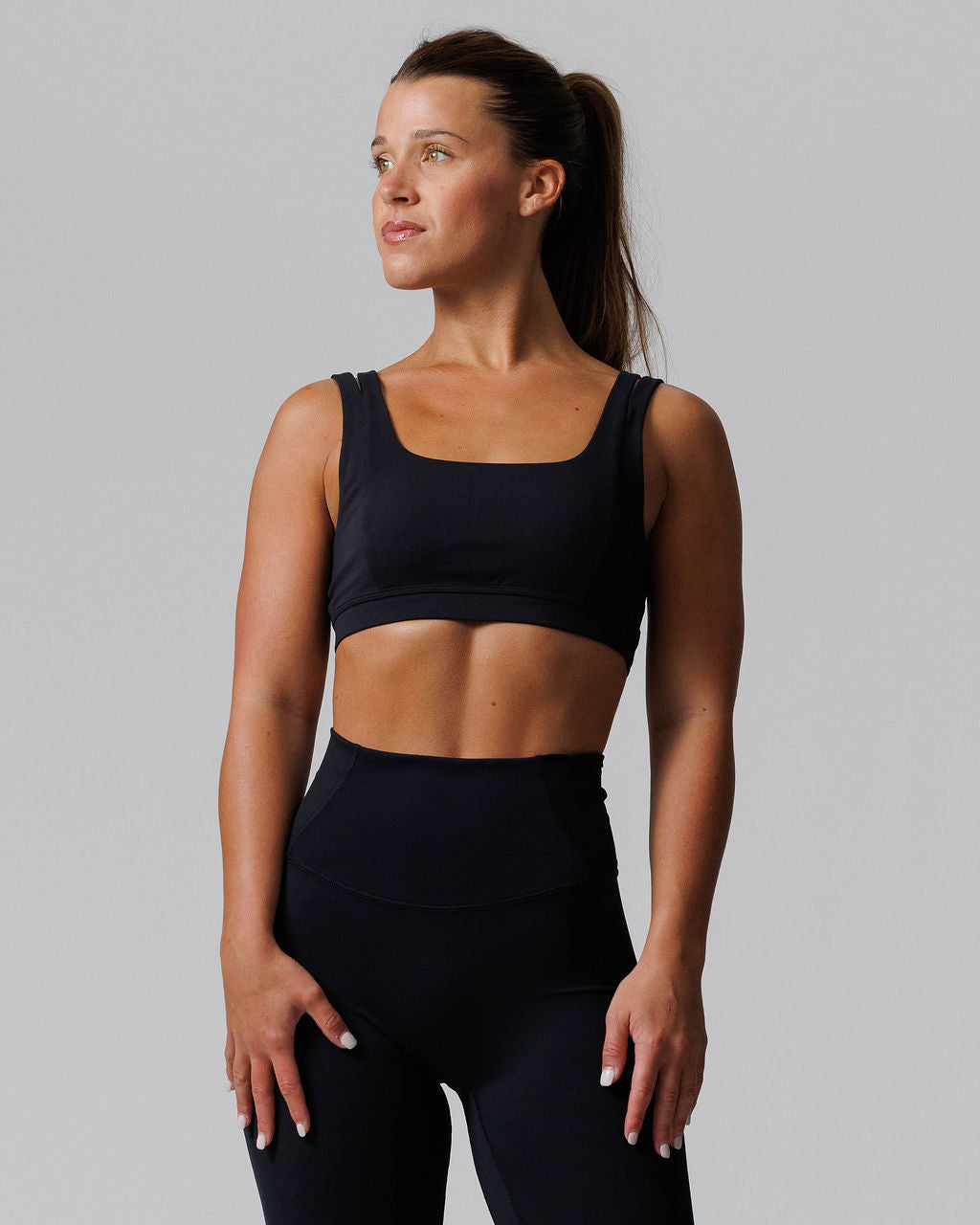 Nova Split-Strap Sports Bra - Black